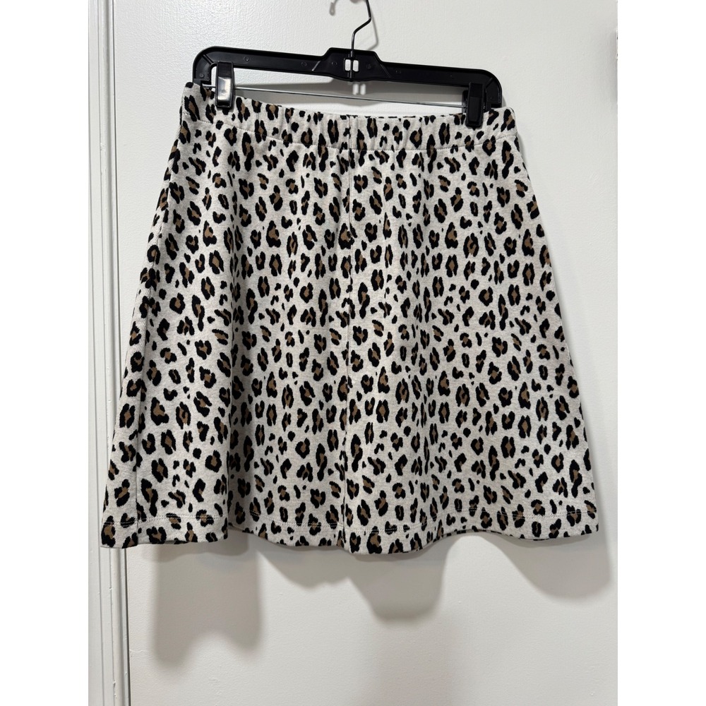 LOFT Animal‎ Print Mini Skirt Women's M Cream Brown Elastic Waist